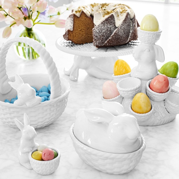 Williams Sonoma Sculptural Bunny 🐰 Ceramic Egg 🥚 Holder BNIB - Picture 6 of 7